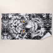 グレータイガービーチタオルカラフル – タイガースケッチ ビーチタオル (正面)