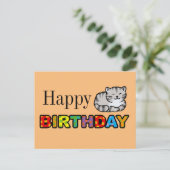 グレータイガー猫ハッピーバースデーカード ポストカード (スタンド正面)