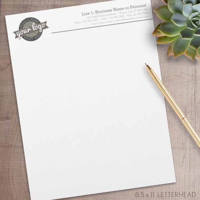 グレータイプとロゴ付き基本的なビジネスレターヘッド レターヘッド (Personalized Letterhead )