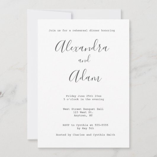 グレータイポグラフィリハーサル夕食招待状 招待状 (正面)