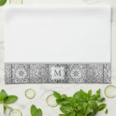 グレータイル地中海のパーソナルカスタムモノグラム キッチンタオル (折り畳み)