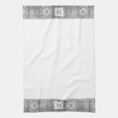 グレータイル地中海のパーソナルカスタムモノグラム キッチンタオル (縦)