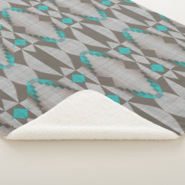 グレータウペアクアターコイズティール（緑がかった色）ブルートライバルアート シェルパブランケット