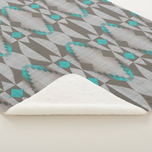 グレータウペアクアターコイズティール(緑がかった色)ブルートライバルアート シェルパブランケット (3/4)