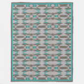 グレータウペアクアターコイズティール（緑がかった色）ブルートライバルアート フリースブランケット (正面)