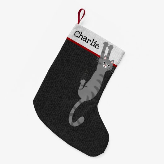 グレータビーつるキャット |猫おもしろいの休日 スモールクリスマスストッキング (正面 (吊り時))