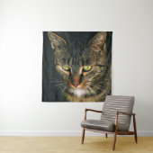グレータビー猫のクローズアップ写真 タペストリー (インサイチュ)
