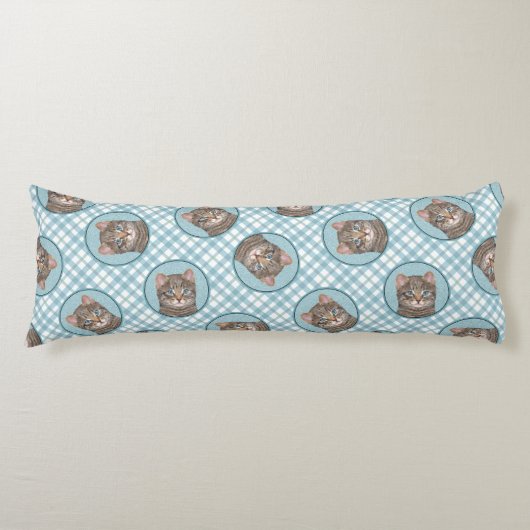 グレータブビーキャットポートレート絵を描ズキュートオリジナルアート ボディピロー (正面)