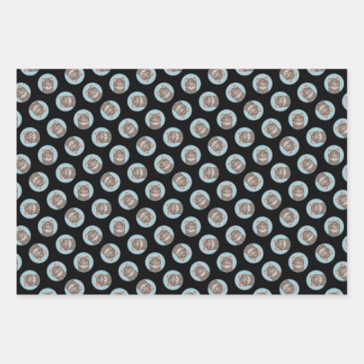 グレータブビーキャットポートレート絵を描ズキュートオリジナルアート ラッピングペーパーシート (正面3)