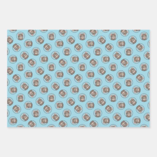 グレータブビーキャットポートレート絵を描ズキュートオリジナルアート ラッピングペーパーシート (正面)