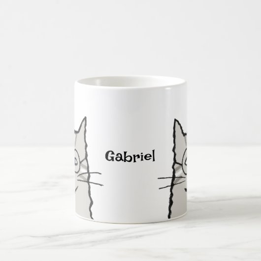 グレータブビーキャットメガネ猫好き名前をカスタムする コーヒーマグカップ (中央)