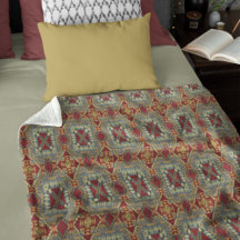 グレータンブラウンオークレーアイボリーレッドトライバルアートパターン