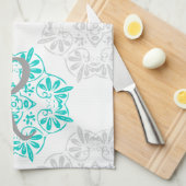 グレーターコイズモダン万華鏡のように千変万化するパターンダマスクパターン キッチンタオル (四つ折り)