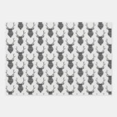 グレータータンチェックスタグヘッドアントラ素朴ー ラッピングペーパーシート (正面3)