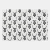 グレータータンチェックスタグヘッドアントラ素朴ー ラッピングペーパーシート (正面)