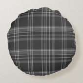 グレータータンチェックパターン及びスタグヘッドアントラー素朴 ラウンドクッション (裏面)