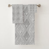 グレーダイヤモンドとホワイトダイヤモンドのアールデコパターン バスタオルセット (インサイチュ)