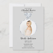 グレーダイ結婚アモンドのきらきら光るリングや輪ブライダルシャワー 招待状 (正面)