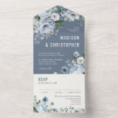 グレーダスティブルーウィンター素朴ズ結婚の色合い オールインワン招待状 (内側)