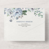 グレーダスティブルーウィンター素朴ズ結婚の色合い オールインワン招待状 (裏面)