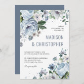 グレーダスティブルーウィンター素朴ズ結婚の色合い 招待状 (正面/裏面)