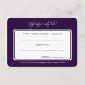 グレーダマスクとナス紫のギフト証明書 (裏面)