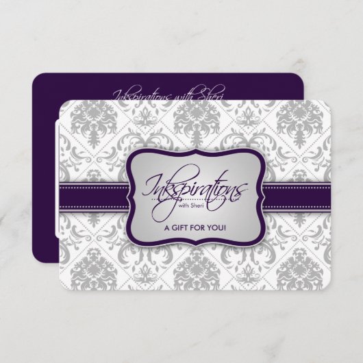 グレーダマスクとナス紫のギフト証明書 (正面/裏面)