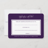 グレーダマスクとナス紫のギフト証明書 (裏面)