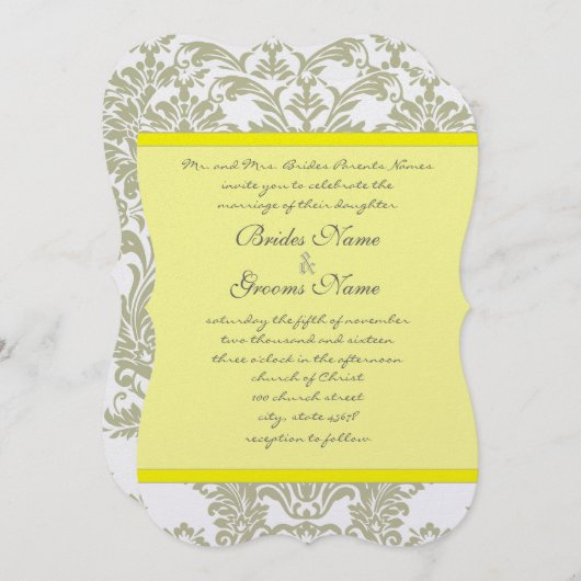 グレーダマスクスワーズバイライトイエロー結婚式招待状 招待状 (正面/裏面)