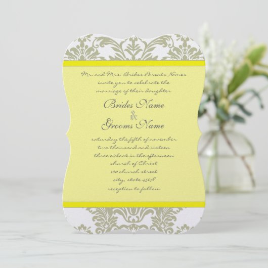 グレーダマスクスワーズバイライトイエロー結婚式招待状 招待状 (スタンド正面)