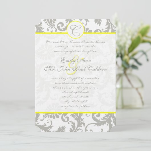 グレーダマスクスワーズバイライトイエロー結婚式招待状 招待状 (スタンド正面)