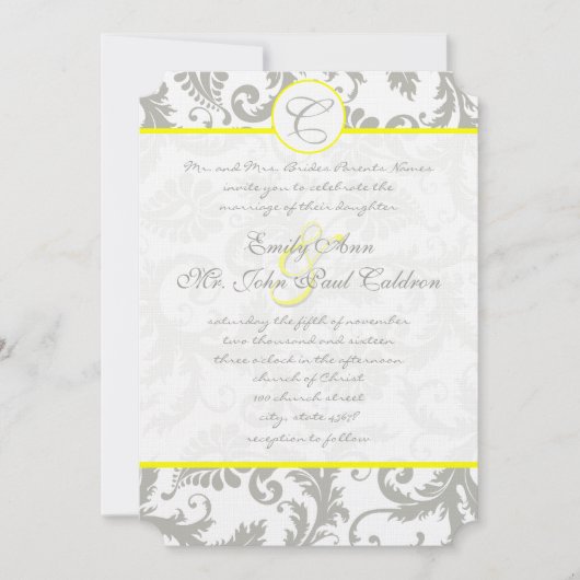 グレーダマスクスワーズバイライトイエロー結婚式招待状 招待状 (正面)