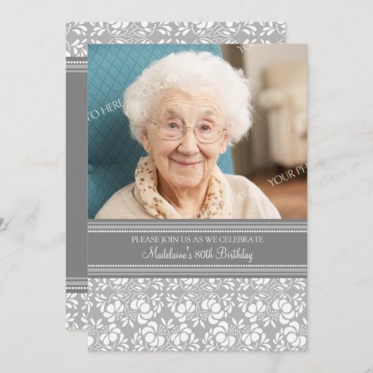 グレーダマスクフォト80thバースデーパーティ招待状 招待状 (正面/裏面)