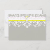 グレーダマスク渦巻き明るい黄色の結婚式RSVP 出欠カード (裏面)