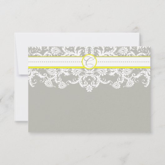 グレーダマスク渦巻き明るい黄色の結婚式RSVP 出欠カード (裏面)