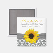 グレーダマスク黄色ひまわり結婚式の日付を保存 マグネット (正面/裏面)