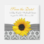 グレーダマスク黄色ひまわり結婚式の日付を保存 マグネット (正面)