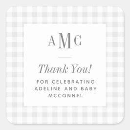 グレーチェックのモノグラム感謝メッセージ スクエアシール