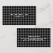 グレーチェック柄 ビジネスカード（グレー&ブラック） 名刺 (正面/裏面)