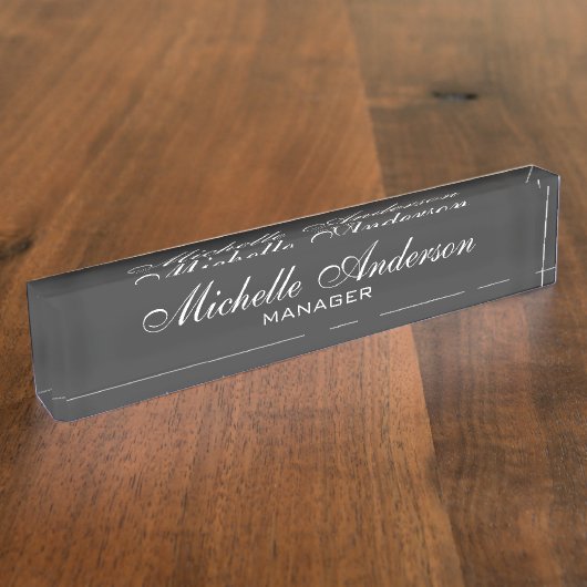 グレーチャームプロフェッショナルスクリプトマネージャ銘板 デスクネームプレート (側面)