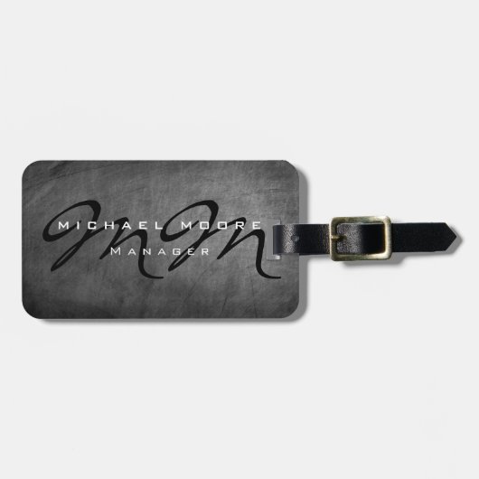 グレーチョークはっきりしたボードモノグラム最小モダン主義 ラゲッジタグ (正面横)