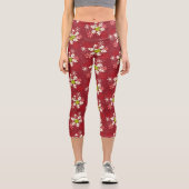 グレーチングレッド雪片パターン カプリレギンス (正面)