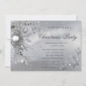 グレーツリーブランチボールスノーフレークスクリスマス 招待状 (正面)