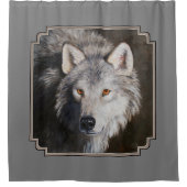 グレーティンバーウルフ顔ポートレート シャワーカーテン (正面)