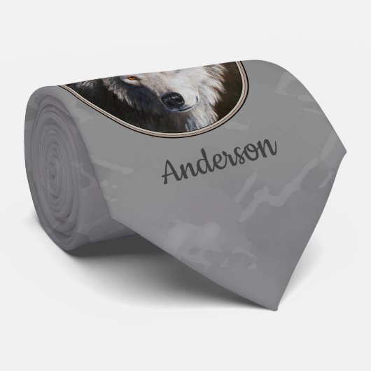 グレーティンバーウルフ顔 ネクタイ (ロール)