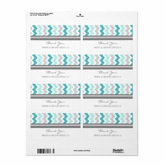グレーティール(緑がかった色)シェブロンウェディングラベル ラベル (フルシート)