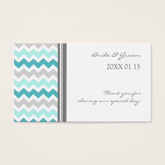 グレーティール（緑がかった色）シェブロン結婚式の引き出物ラベル (正面)