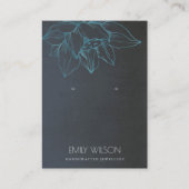 グレーティール（緑がかった色）ブルーロータスシンプルイヤリングディスプレイ 名刺 (正面)