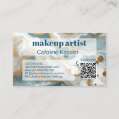 グレーティール(緑がかった色)ブルー金ゴールドホワイトマーブルアートパターン 名刺 (裏面)