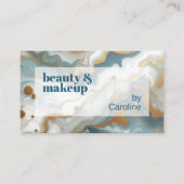 グレーティール(緑がかった色)ブルー金ゴールドホワイトマーブルアートパターン 名刺 (正面)